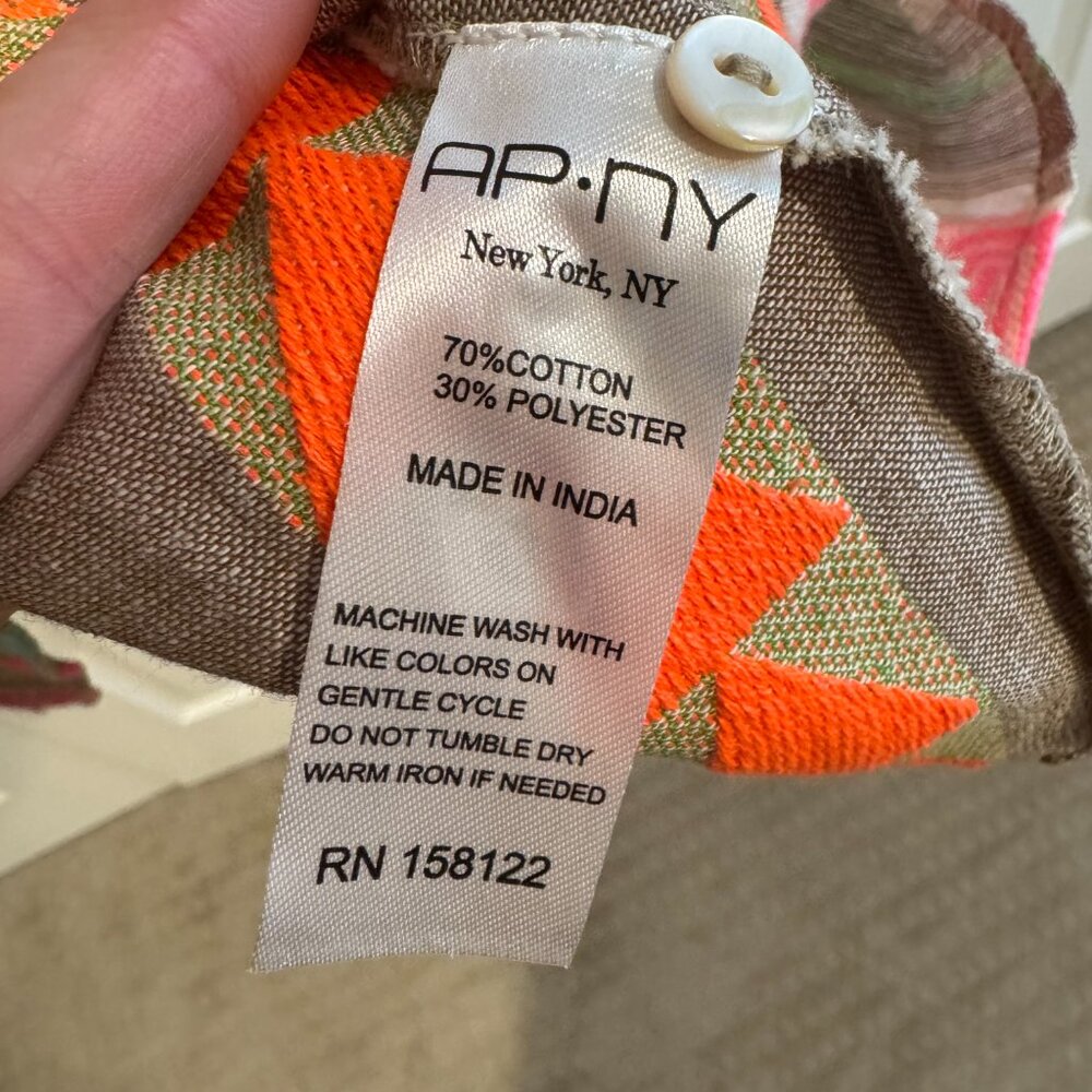 APNY Mixed Print Tiered Cotton Tunic Dress in Pink Multi Size M - Picture 13 of 14